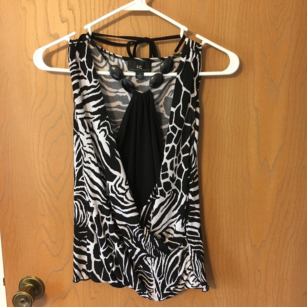 Top with beaded necklace attached